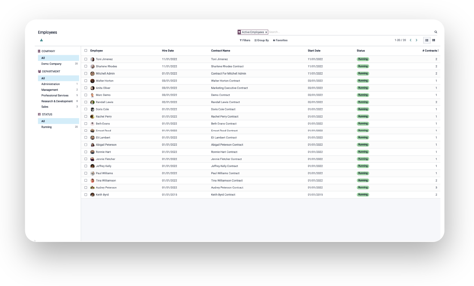 Odoo HR interface